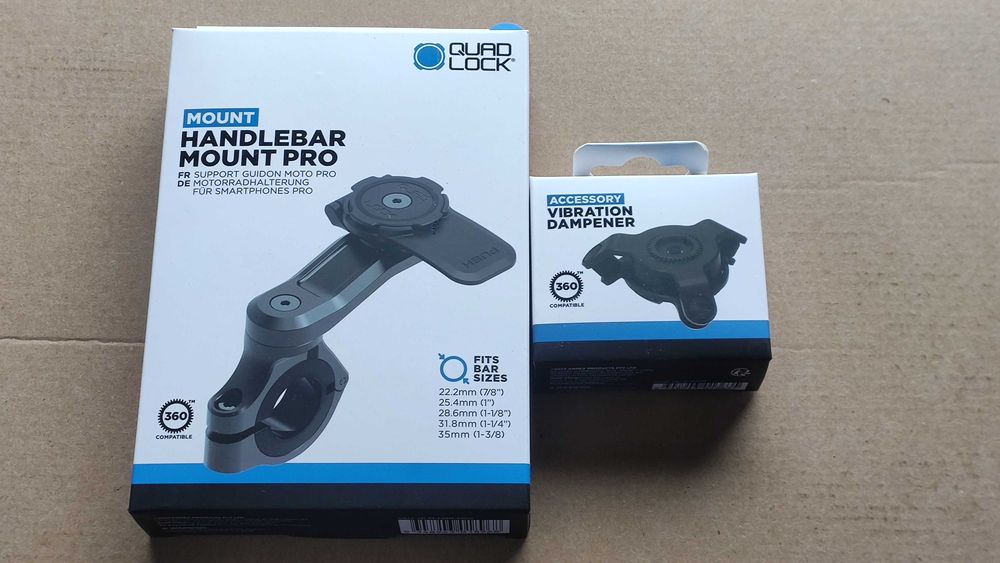 Uchwyt na telefon motocyklowy rowerowy Quad Lock Handlebar PRO tłumik