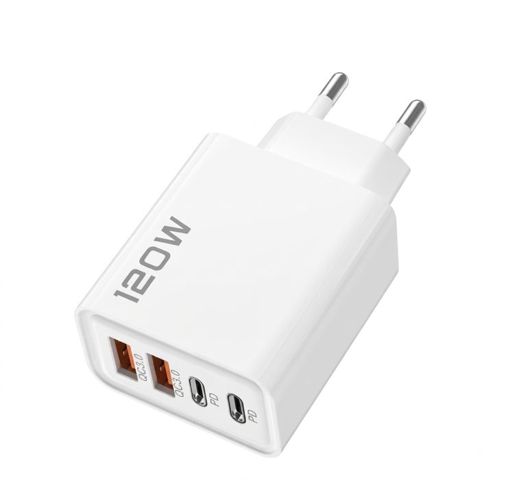 Ładowarka sieciowa 120W 4x Port (2x USB-C PD, 2x USB-A QC 3.0) Szybkie ładowanie