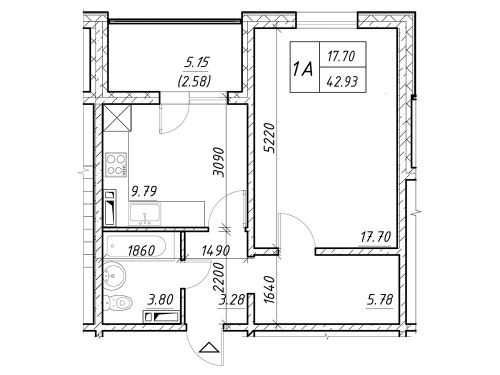 Продам 1к. кв. 42.93м, ЖК «Деснянський», вул. Електротехнічна, 43 (2б)