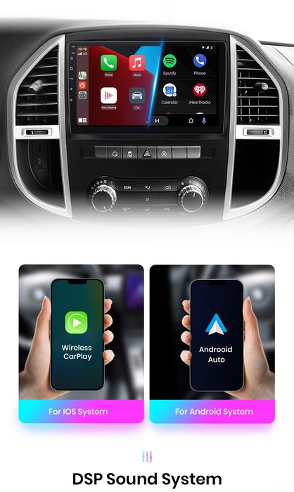 Rádio 10" android Mercedes Vito w447 2/32GB CARPLAY WIFI GPS Novo
