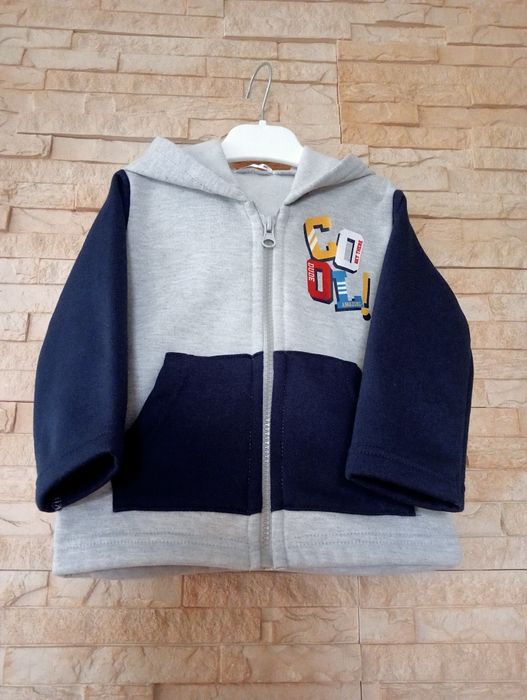 Bluza, bluzka chłopięca, szara, granatowa, na zamek, Pepco, r. 86