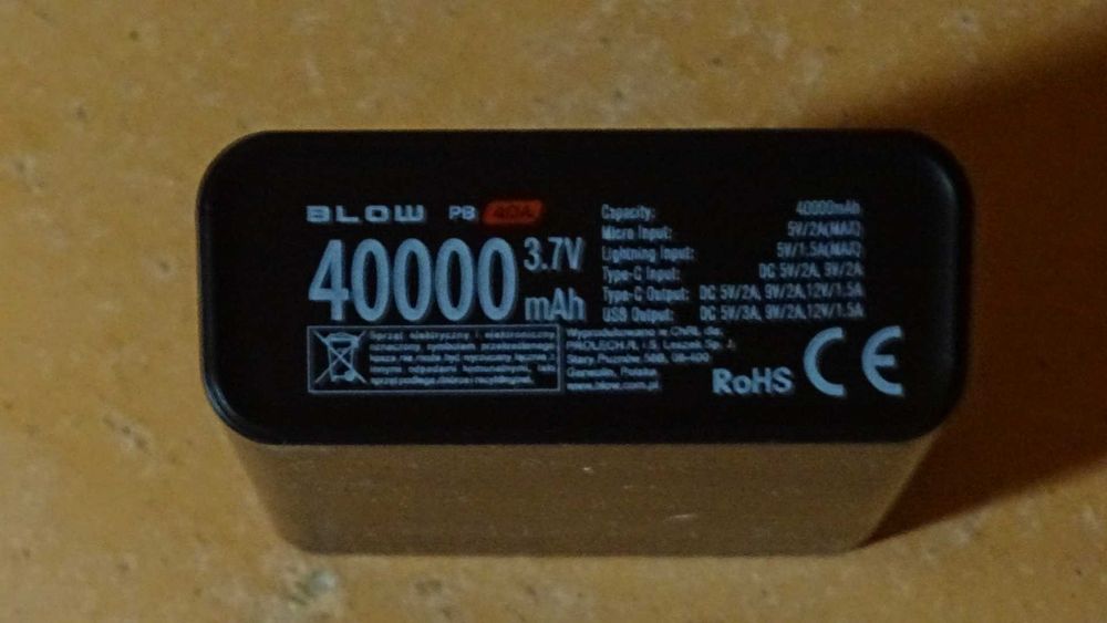 Powerbank BLOW 40000mAh novo