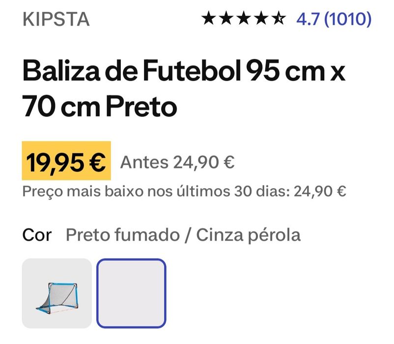 Baliza futebol 95x70 cm