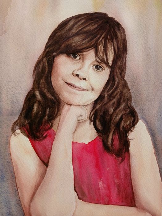 Portret ze zdjęcia obraz akwarelowy