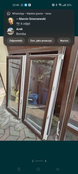 Okno PCV brazowo biale wymiary 145x135