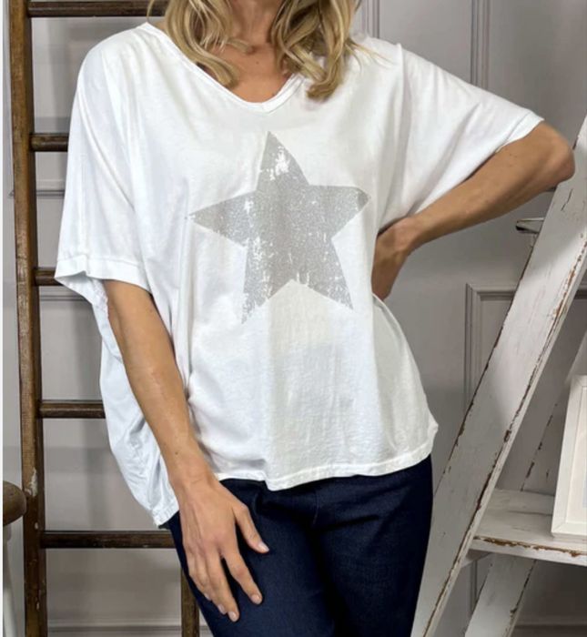 Женская итальянская белая футболка блуза oversize оверсайз