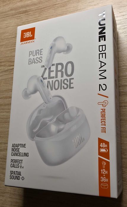Słuchawki douszne JBL Tune Beam 2 ANC białe, bezprzewodowe - Nowe !!!