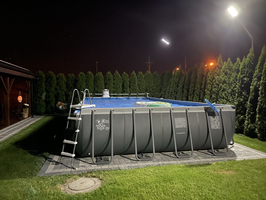 Duży Basen Ogrodowy Intex Stelażowy 975/488/132 z Pompą ciepła 14 kw