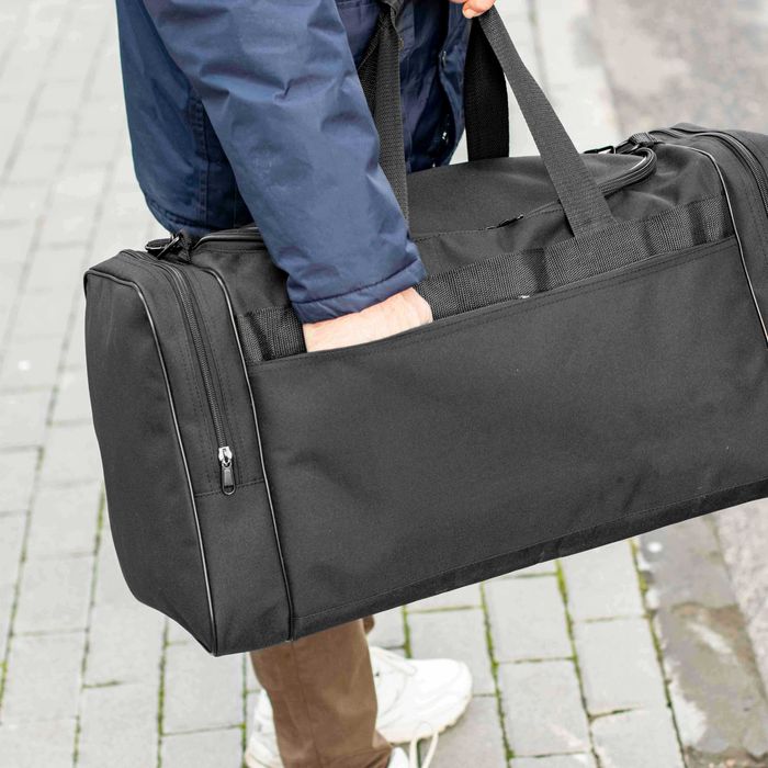 Чоловіча дорожня спортивна сумка Fat чорна тканинна на 60 літрів