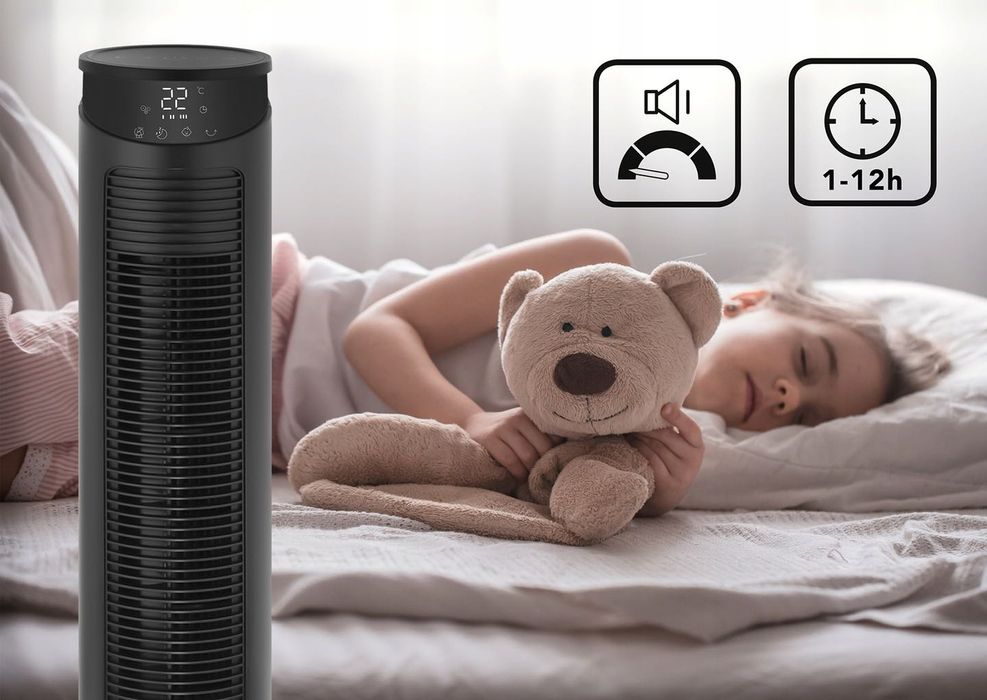 wentylator kolumnowy cichy eberg fyn stojący wiatrak xxl+wifi+aroma