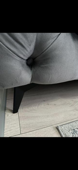 Sofa welurowa CHESTERFIELD na wymiar | szara | premium | stan bardzo dobry
