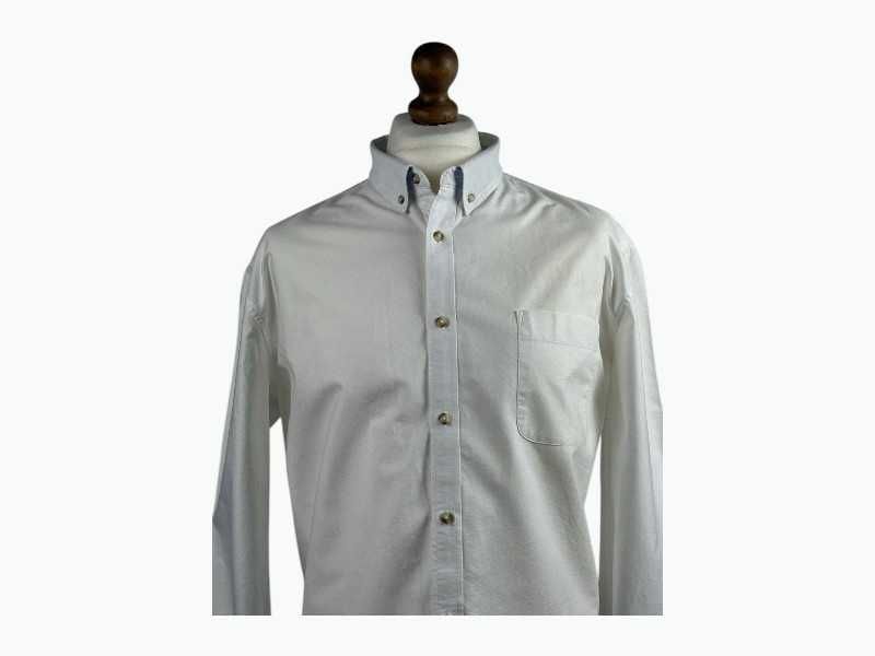 Biała męska koszula Oxford Jules, 100% bawełna button-down, XXL - 3XL / kołnierzyk 45
