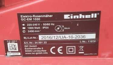 Газонокосарка електрична б/у Einhell GC-EM 1032 без кошика