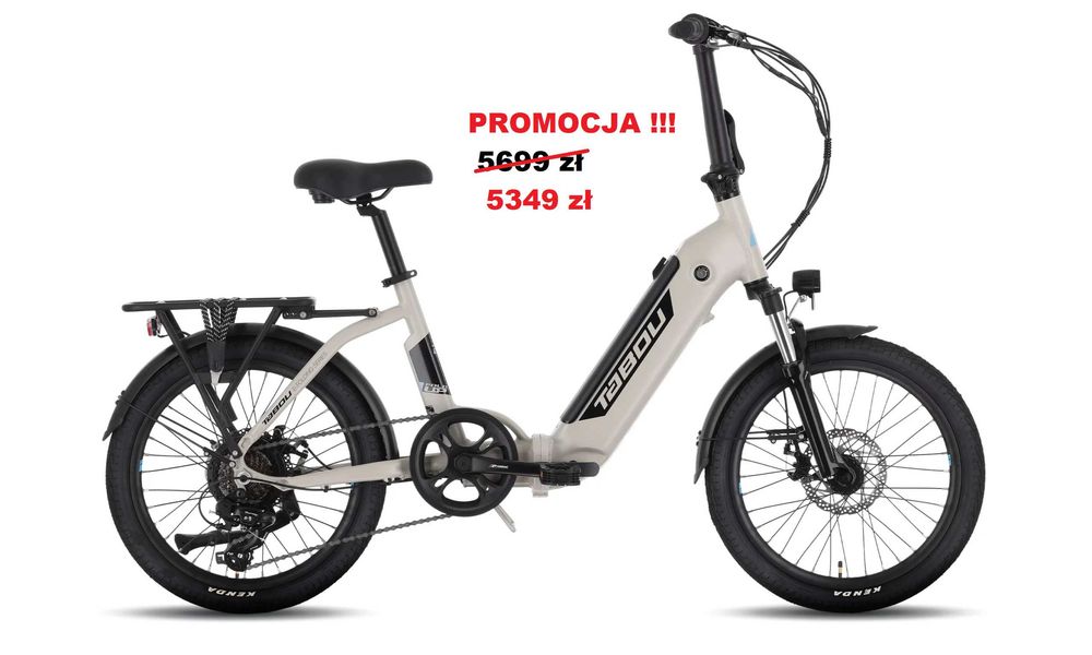 Promocja !!! Rower elektryczny TABOU FOLD UP 20 Szaro czarny/czarno niebieski