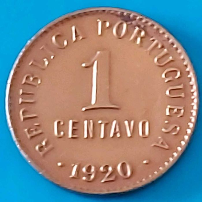 1920 1 Centavo Coin, Portuguese Republic with Open 'P'