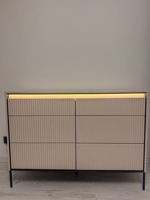 Komoda z szufladami TREND + LED, beżowa, LENART