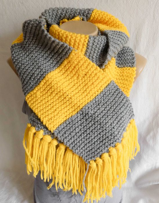 Тплий в'язаний шарф Гафелпаф Гаррі Поттер Гогвартс Хогвартс