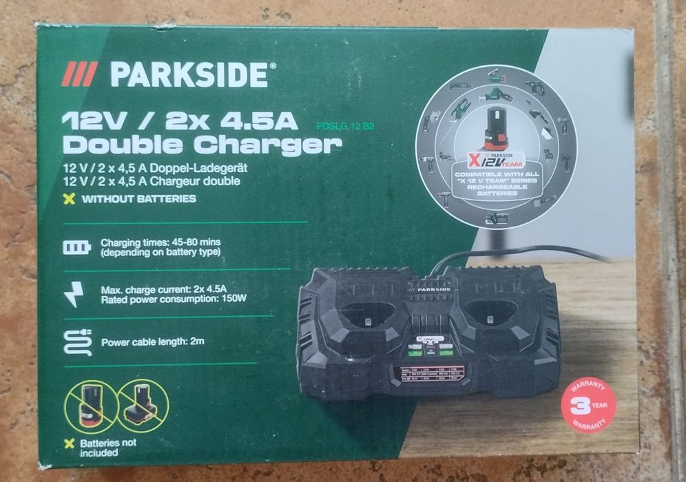 Carregador duplo Parkside 12V 4,5A