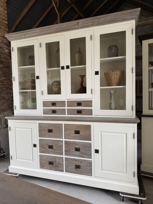 PIEKNY Duzy kredens biały drewniany cottage stylowy prowansalski