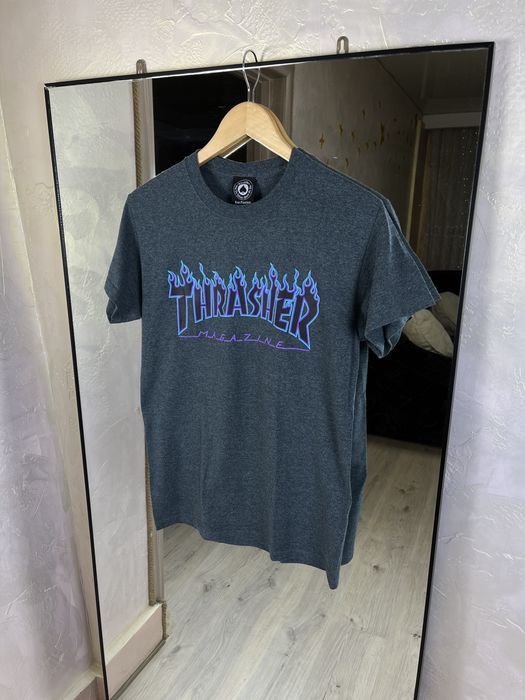 Thrasher Flame Logo Neon | Стильна бавовняна футболка Скейт-стайл
