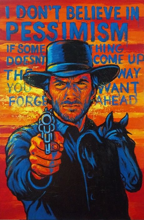 Abstrakcja Clint Eastwood Pop Art 60x90 duży malowany obraz