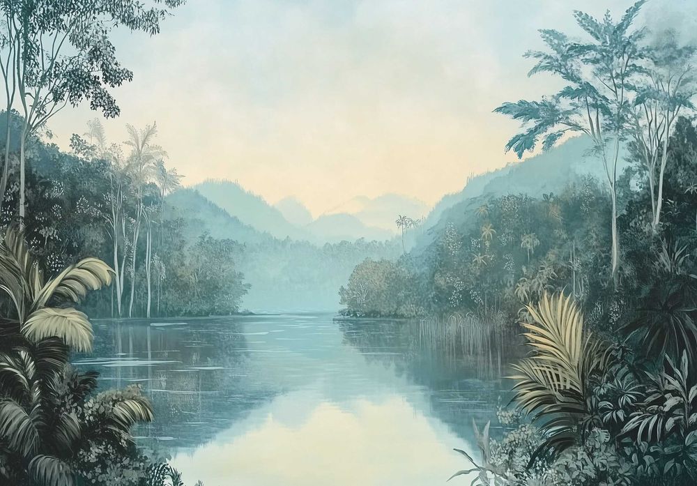 Fototapeta Rzeka Tropiki Góry Las Dżungla Natura Woda Lato 3D + KLEJ