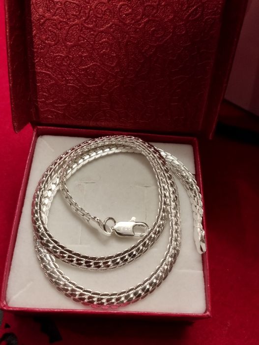 Łańcuszek szeroki naszyjnik posrebrzany 925p nowy