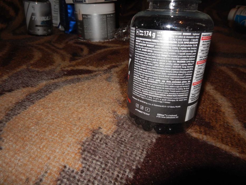 Wyprzedaż->TREC Saw 120 kaps PRE-WORKOUT Siła energia kofeina  S.A.W.