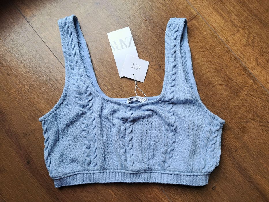 Dzianinowy crop top z warkoczowym splotem Zara 40 L
