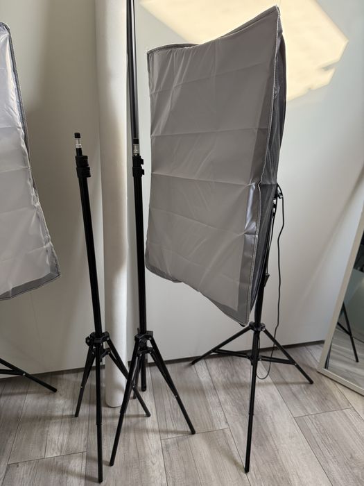 Zestaw studyjny 2x softbox 50x70 cm 800w białe tło 1,6x5 m do zdjęć