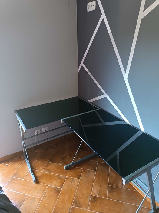 Secretária de Vidro Preta Muito Elegante