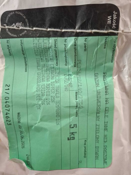 Zielony Dywan nasiona traw 5kg
