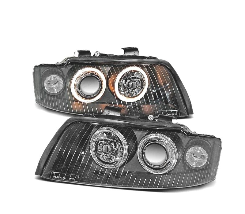 FARÓIS ANGEL EYES AUDI A4 B6 00-04 PRETOS