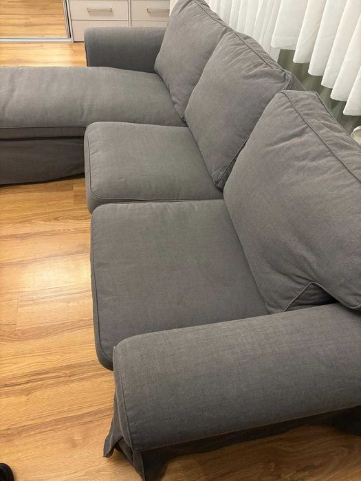 IKEA EKTORP Sofa 3-osobowa z szezlongiem, Hakebo ciemnoszary
