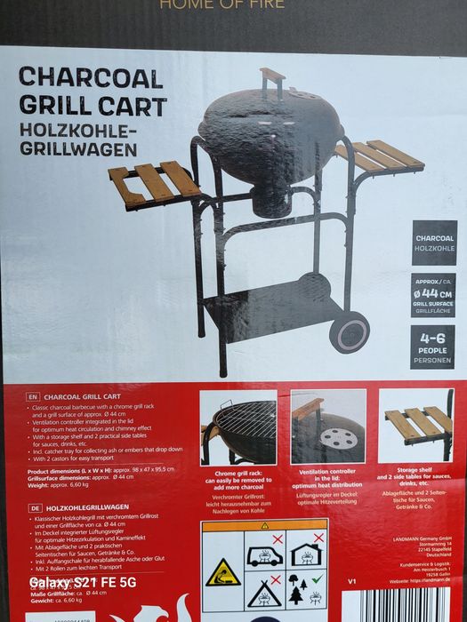 Nowy Grill kulisty Landmann 3 Półeczki Kółka