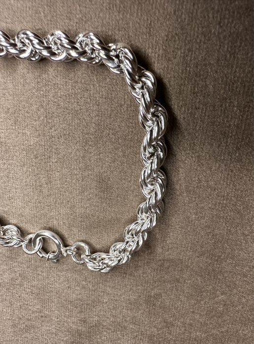 Pulseira de prata malha corda