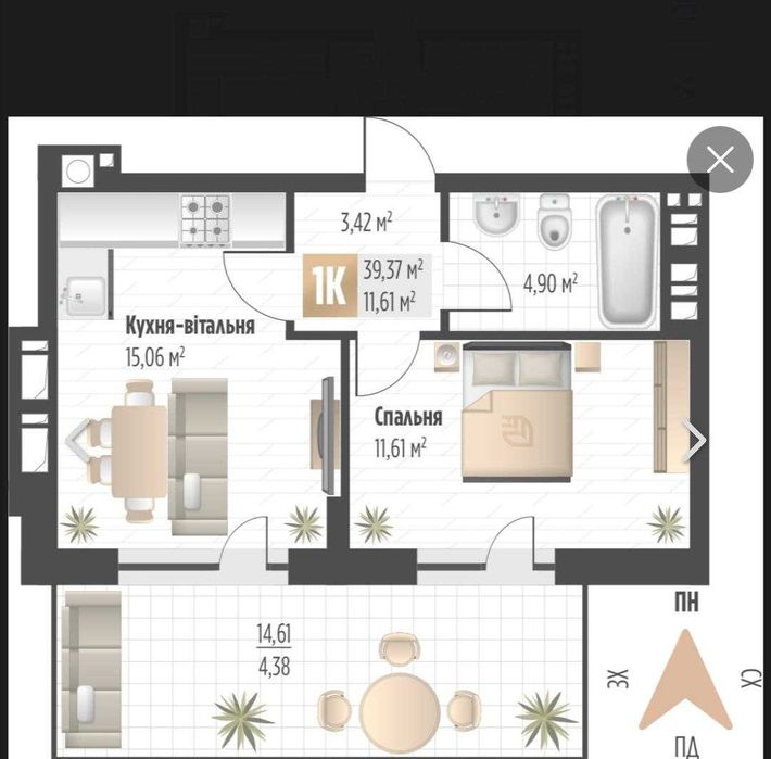 Продаж 1к кв, Орлика, 62950$