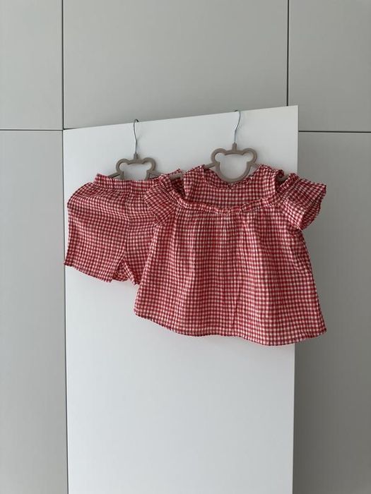 Костюм для дівчинки у клітинку розмір 80-86 12-18 міс lcw zara h&m шорти та майка комплект