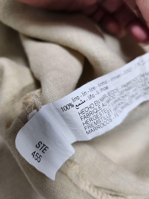 Льняная песочная рубашка оверсайз Zara лён