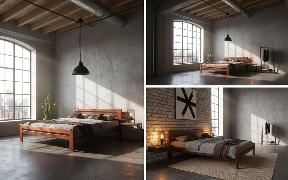 Стильная Кровать "Алекс" 140×200 натуральное дерева (сосна)