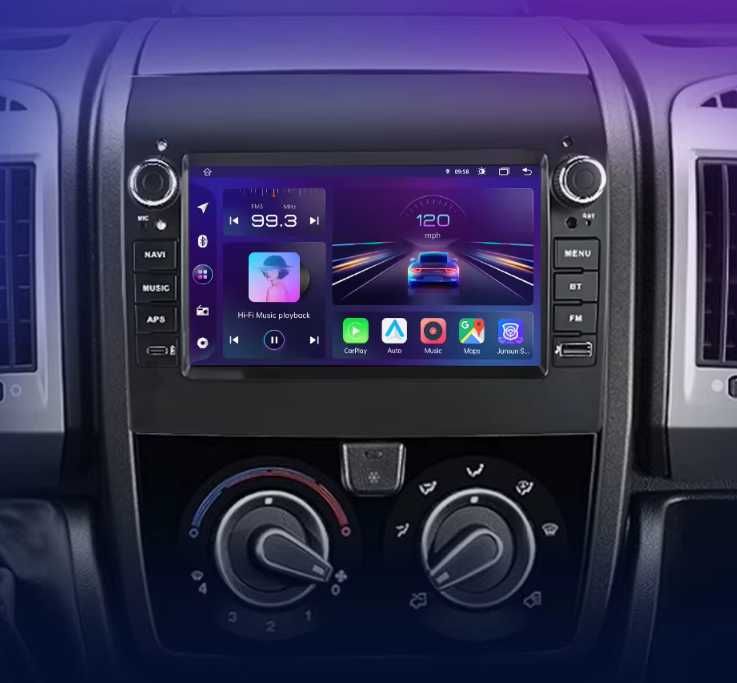 Rádio Junsun Android 7" 2/64GB para Fiat Ducato Peugeot Boxer Citroen Jumper CARPLAY GPS
