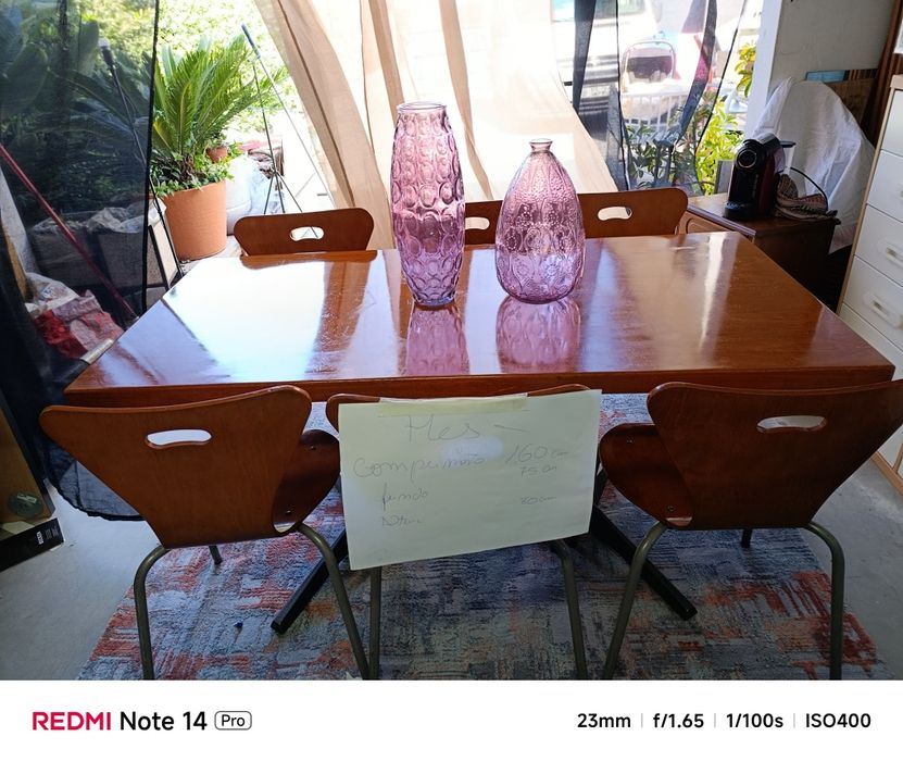 Mesa madeira c, 6 cadeiras