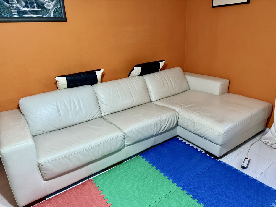 Sofá Pele - Chaise Long (Branco)