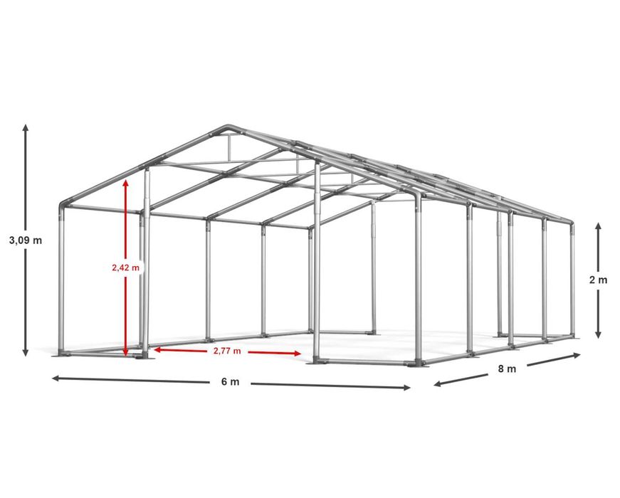 6x8x2m Namiot całoroczny Namiot magazynowy mocna Hala DAS W SD