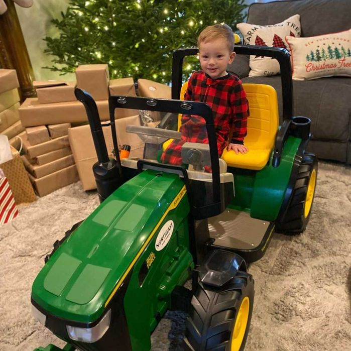 Ogromny i mocny traktor JOHN DEERE dwuosobowy DUAL FORCE 12V 480W