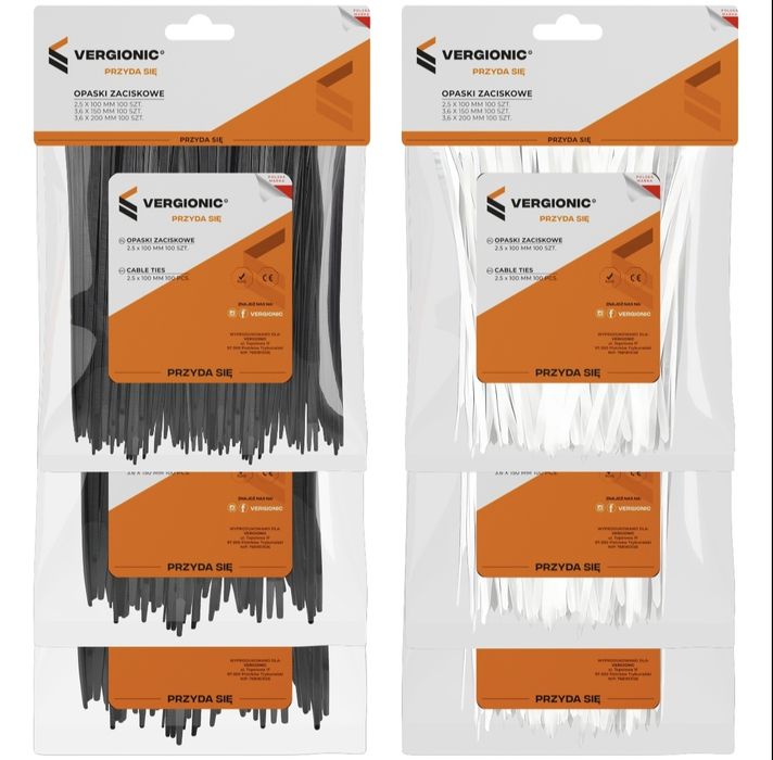 Opaski zaciskowe. 300 szt. Czarny