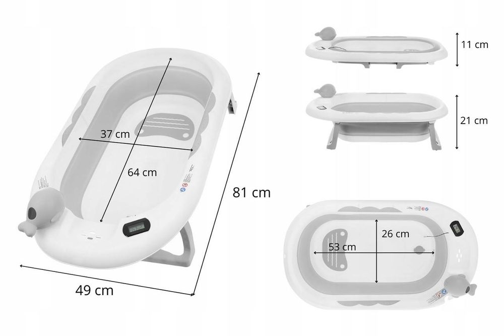 Дитяча ванночка складна Primabobo Ola з термометром і подушкою