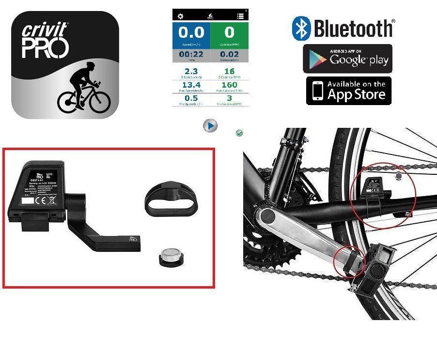 Беспроводной Bluetooth велокомпьютер CRIVIT PRO каденса велоспидометр