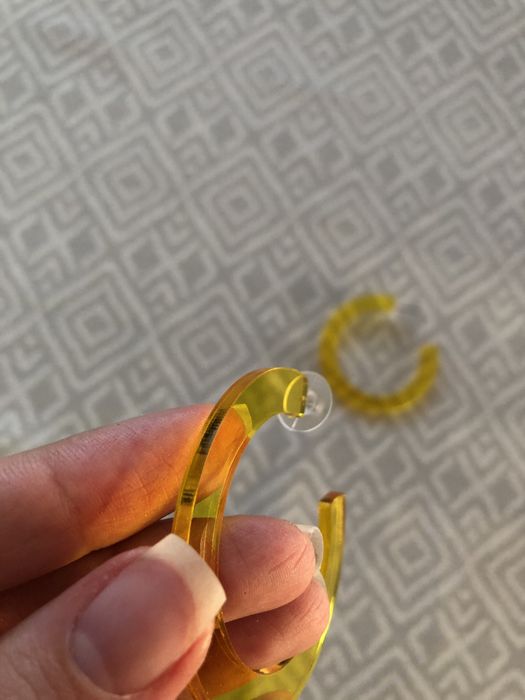 Kolczyki duże żołte koła przezroczyste wiszące