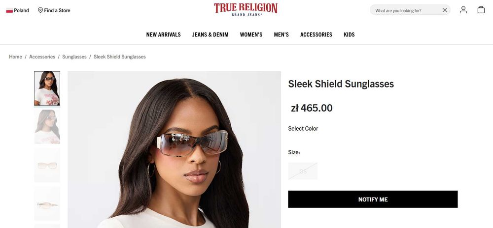 True Religion Sleek Shield Gold Sunglasses
